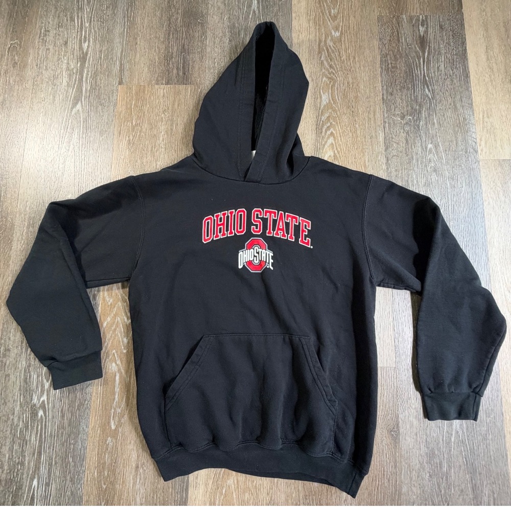 Champion Ohio State Hoodie Youth Large Black Pullover Graphic Sweatshirt